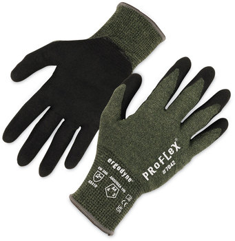 ergodyne® ProFlex 7042 ANSI A4 Nitrile-Coated CR Gloves. Size Small. Green. 1 pair. Ships in 1-3 Business Days.