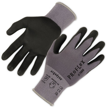 ergodyne® ProFlex 7000 Nitrile-Coated Gloves with Microfoam Palm. Size Small. Gray. 12 pairs/pack. Ships in 1-3 Business Days.