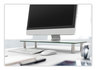 A Picture of product IVR-55025 Innovera® Adjustable Tempered Glass Monitor Riser 22.75" x 8.25" 3" to 3.5", Clear/Silver