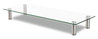 A Picture of product IVR-55025 Innovera® Adjustable Tempered Glass Monitor Riser 22.75" x 8.25" 3" to 3.5", Clear/Silver