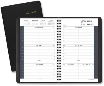 AT-A-GLANCE® Weekly Appointment Book Ruled for Hourly Appointments Block Format 8 x 5, Black Cover, 12-Month (Jan to Dec): 2024