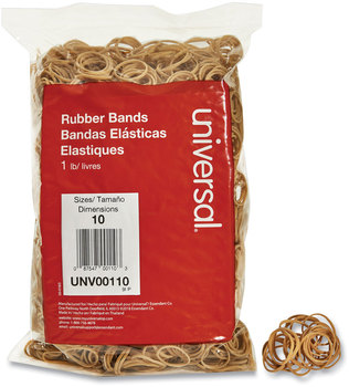 Universal® Rubber Bands Size 10, 0.04" Gauge, Beige, 1 lb Box, 3,400/Pack