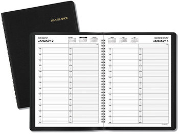 AT-A-GLANCE® Two-Person Group Daily Appointment Book 11 x 8, Black Cover, 12-Month (Jan to Dec): 2024