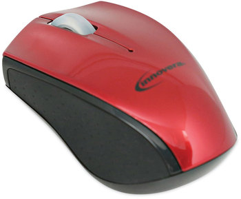 Innovera® Mini Wireless Optical Mouse 2.4 GHz Frequency/30 ft Range, Left/Right Hand Use, Red/Black