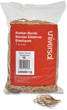 Universal® Rubber Bands Size 16, 0.04" Gauge, Beige, 1 lb Box, 1,900/Pack