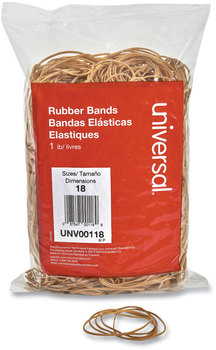 Universal® Rubber Bands Size 18, 0.04" Gauge, Beige, 1 lb Box, 1,600/Pack