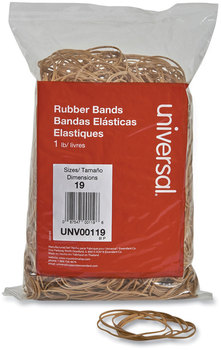 Universal® Rubber Bands Size 19, 0.04" Gauge, Beige, 1 lb Bag, 1,240/Pack