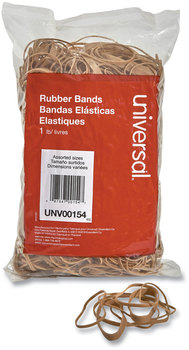 Universal® Rubber Bands Size 54 (Assorted), Assorted Gauges, Beige, 1 lb Box