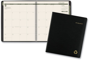 AT-A-GLANCE® Recycled Monthly Planner 11 x 9, Black Cover, 13-Month (Jan to Jan): 2024 2025