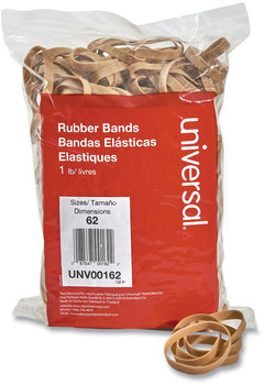 Universal® Rubber Bands Size 62, 0.04" Gauge, Beige, 1 lb Box, 490/Pack