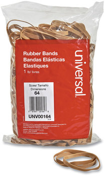 Universal® Rubber Bands Size 64, 0.04" Gauge, Beige, 1 lb Bag, 320/Pack