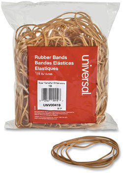 Universal® Rubber Bands Size 19, 0.04" Gauge, Beige, 4 oz Box, 310/Pack