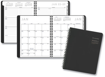 AT-A-GLANCE® Contemporary Lite Weekly/Monthly Planner 8.75 x 7, Black Simulated Leather Cover, 12-Month (Jan to Dec): 2024