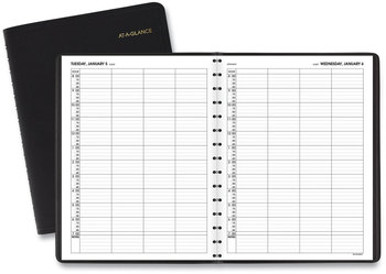 AT-A-GLANCE® Four-Person Group Daily Appointment Book 11 x 8, Black Cover, 12-Month (Jan to Dec): 2024