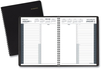 AT-A-GLANCE® 24-Hour Daily Appointment Book 8.75 x 7, Black Cover, 12-Month (Jan to Dec): 2023