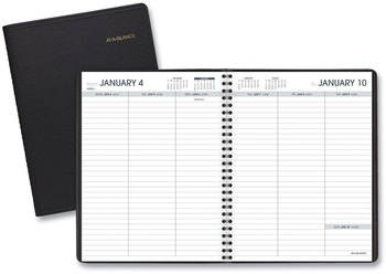 AT-A-GLANCE® Weekly Planner Ruled for Open Scheduling 8.75 x 6.75, Black Cover, 12-Month (Jan to Dec): 2024