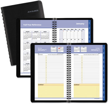 AT-A-GLANCE® 800 Range Weekly/Monthly Appointment Book 11 x 8.25, Black Cover, 12-Month (Jan to Dec): 2024