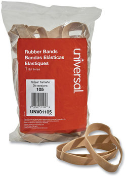 Universal® Rubber Bands Size 105, 0.06" Gauge, Beige, 1 lb Box, 55/Pack