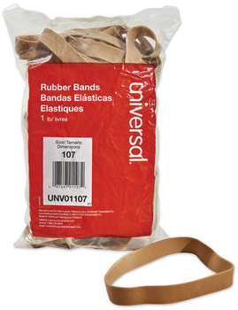 Universal® Rubber Bands Size 107, 0.06" Gauge, Beige, 1 lb Box, 40/Pack