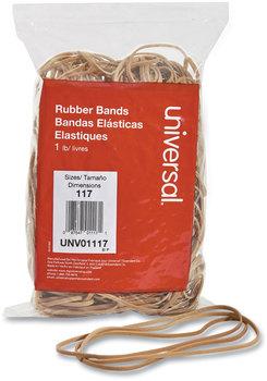 Universal® Rubber Bands Size 117, 0.06" Gauge, Beige, 1 lb Box, 210/Pack