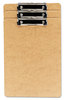 A Picture of product UNV-05563 Universal® Hardboard Clipboard with Low-Profile Clip 0.5" Capacity, Holds 8.5 x 14 Sheets, Brown, 3/Pack