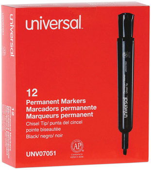 Universal™ Chisel Tip Permanent Marker Broad Black, Dozen