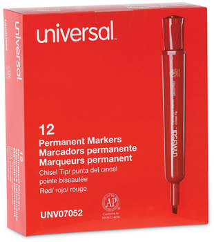 Universal™ Chisel Tip Permanent Marker Broad Red, Dozen