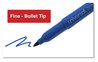 A Picture of product UNV-07073 Universal™ Pen-Style Permanent Marker Fine Bullet Tip, Blue, Dozen