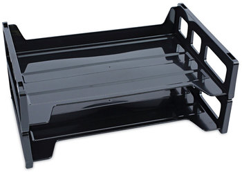 Universal® Recycled Plastic Side Load Desk Trays 2 Sections, Letter Size Files, 13" x 9" 2.75", Black