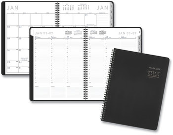 AT-A-GLANCE® Contemporary Lite Weekly/Monthly Planner 11 x 8.25, Black Simulated Leather Cover, 12-Month (Jan to Dec): 2024