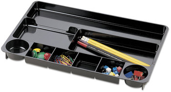 Universal® Recycled Drawer Organizer Nine Compartments, 14 x 9.13 1.13, Plastic, Black