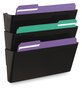 A Picture of product UNV-08121 Universal® Wall File Pockets 3 Sections, Letter Size,13" x 4.13" 14.5", Black, 3/Pack