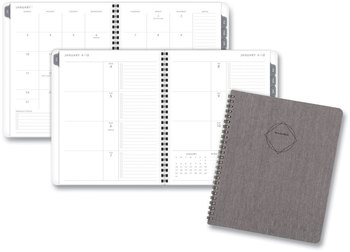 AT-A-GLANCE® Elevation Linen Weekly/Monthly Planner 8.75 x 7, Charcoal Cover, 12-Month (Jan to Dec): 2023