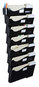 A Picture of product UNV-08174 Universal® Grande Central Filing System 7 Sections, Legal/Letter Size, Wall Mount, 16" x 4.75" 38.25", Black, 7/Pack