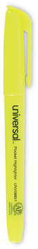 Universal™ Pocket Highlighters Fluorescent Yellow Ink, Chisel Tip, Barrel, Dozen
