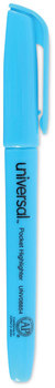 Universal™ Pocket Highlighters Fluorescent Blue Ink, Chisel Tip, Barrel, Dozen