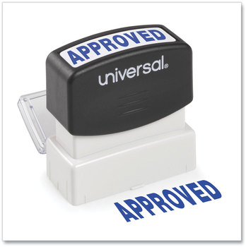 Universal® Pre-Inked One-Color Stamp Message APPROVED, Blue