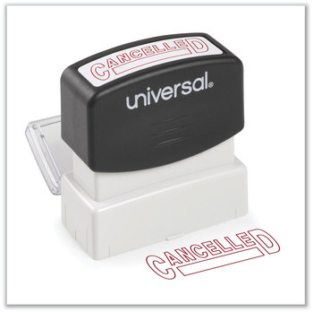 Universal® Pre-Inked One-Color Stamp Message CANCELLED, Red