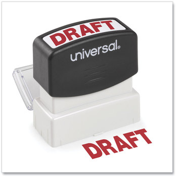 Universal® Pre-Inked One-Color Stamp Message DRAFT, Red