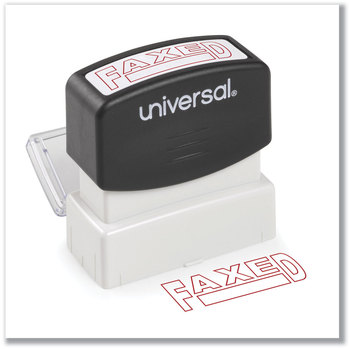 Universal® Pre-Inked One-Color Stamp Message FAXED, Red