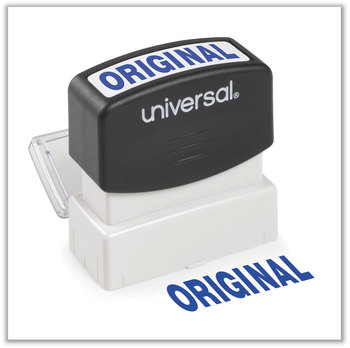 Universal® Pre-Inked One-Color Stamp Message ORIGINAL, Blue