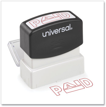 Universal® Pre-Inked One-Color Stamp Message PAID, Red