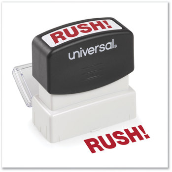 Universal® Pre-Inked One-Color Stamp Message RUSH, Red