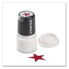 A Picture of product UNV-10081 Universal® Pre-Inked One-Color Round Stamp Message STAR, Pre-Inked/Re-Inkable, Red