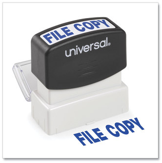 Universal® Pre-Inked One-Color Stamp Message FILE COPY, Blue