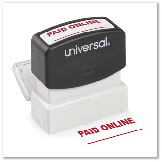 Universal® Pre-Inked One-Color Stamp Message PAID ONLINE, Red