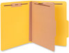 A Picture of product UNV-10204 Universal® Bright Colored Pressboard Classification Folders 2" Expansion, 1 Divider, 4 Fasteners, Letter Size, Yellow Exterior, 10/Box