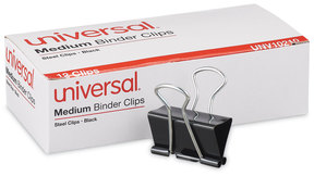 Universal® Binder Clips Medium, Black/Silver, 12/Box