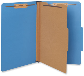 Universal® Bright Colored Pressboard Classification Folders 2" Expansion, 1 Divider, 4 Fasteners, Legal Size, Cobalt Blue, 10/Box