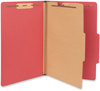 A Picture of product UNV-10213 Universal® Bright Colored Pressboard Classification Folders 2" Expansion, 1 Divider, 4 Fasteners, Legal Size, Ruby Red Exterior, 10/Box